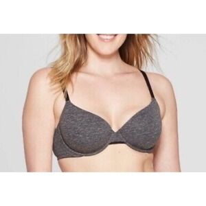 NEW Auden The Everyday Gray‎ Lightly Lined Demi Coverage Underwire Bra, 36D